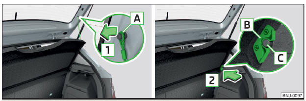 Fig. 95 Retirar a cobertura da bagageira