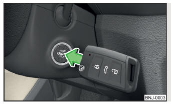 Fig. 115 Arranque do motor - Pressione o bot&atilde;o com a chave