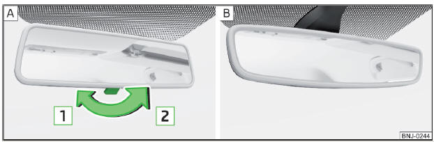 Fig. 52 Espelho interior: com escurecimento manual / com escurecimento automático