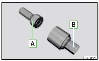 Fig. 183 Parafuso antirroubo da roda e peça de encaixe