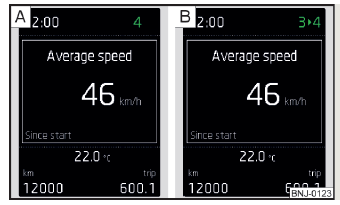 Fig. 23 Informações sobre a velocidade engrenada / Recomendação de velocidade