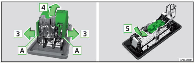 Fig. 217 Remover a tampa / substituir a lâmpada incandescente