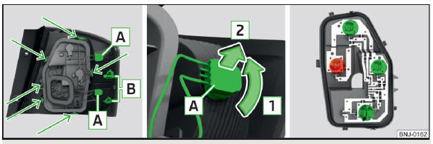 Fig. 219 Parte exterior da lâmpada / retirar lâmpada incandescente / suporte da lâmpada